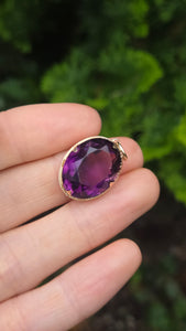 2334 Vintage Heavy 9ct Amethyst Oval Pendanmt
