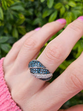 Load image into Gallery viewer, 1020: Vintage; Spectacular: 9ct White Gold Blue &amp; White Diamonds Cocktail Ring-1.73 carats
