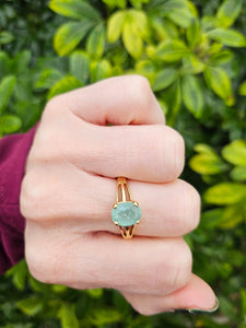 0153: Vintage & Rare; 18ct Gold Green Paraiba Tourmaline Solitaire- simple beauty