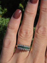 Load image into Gallery viewer, 6096: Vintage 18ct Gold 9 Emeralds 18 Diamonds Tiered Cluster Ring- fabulous, natural sparkle
