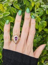 Load image into Gallery viewer, 0428: Vintage: Exceptional 14ct Gold Amethyst 8 Diamonds Art Deco Style Ring
