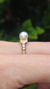 2313 Vintage 14ct Single Pearl Ring