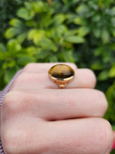 Load image into Gallery viewer, 0893: Vintage: 9ct Gold Cabochon Cut Eye of the Tiger Ring-  smooth &amp; mesmeric
