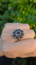 Load image into Gallery viewer, Vintage Statement 30 Blue Sapphires Diamonds Cocktail Cluster Ring

