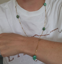 Load image into Gallery viewer, 1903: Antique: Victorian 9ct Gold Turquoise Necklace (61cm) &amp; Bracelet (18cm) Set
