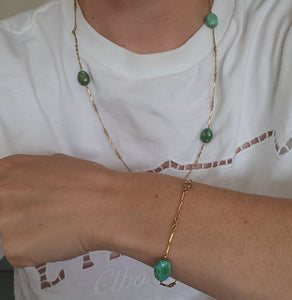 1903: Antique: Victorian 9ct Gold Turquoise Necklace (61cm) & Bracelet (18cm) Set