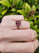 Load image into Gallery viewer, 1311: Vintage: 9ct Gold Marquise Cut Garnet Pink Tourmalines Ring-
