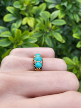 Load image into Gallery viewer, 0540: Antique: 18ct  Gold Turquoises Rose Cut Diamonds - Date Mark 1911
