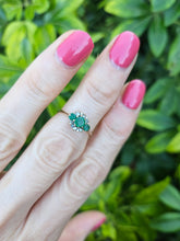 Load image into Gallery viewer, 0242: Vintage: Petite 9ct Gold Emeralds Diamonds Dress Ring
