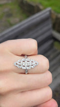 Load image into Gallery viewer, 2507: Vintage 9ct White Gold 35 Natural Diamonds Marquise Set Ring
