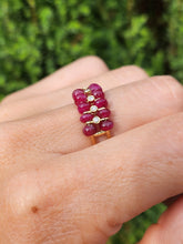 Load image into Gallery viewer, 1520: Vintage: 18ct Gold Rubies Diamonds Tiered Cocktail Ring

