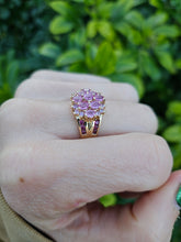 Load image into Gallery viewer, 0495: Vintage: 9ct Gold Pink Sapphires Topaz Cocktail Ring- Barbie beauty
