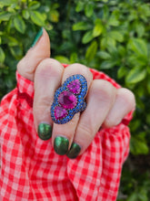 Load image into Gallery viewer, 0590: Vintage: Spectacular 18ct White Gold Pink Tourmalines Blue Sapphires Statement Ring
