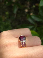 Load image into Gallery viewer, 1920: Vintage; 9ct Gold Art Deco Style Amethyst Diamonds Ring-Geometric beauty

