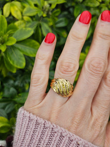 0991: Vintage: Statement 9ct Gold 42 Yellow Diamonds Dress Ring- sparkling, natural diamonds,
