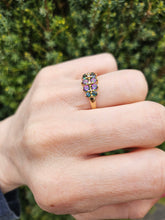 Load image into Gallery viewer, 1432: Vintage: Rare: 9ct Gold Caribbean Topaz Diamonds Dress Ring
