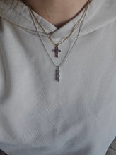 Load image into Gallery viewer, 0817: Vintage: 9ct Gold Necklace (40cm) Amethysts Diamond Cross Pendant- exquisite
