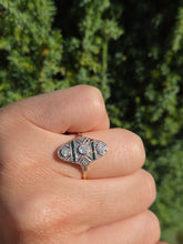 Load image into Gallery viewer, 6166: Antique: 18ct Gold Art Deco Emerald Diamonds Panel Ring
