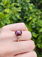 Load image into Gallery viewer, 0472: Vintage: 9ct Gold Cabochon Star Ruby Diamonds Ring - exquisite
