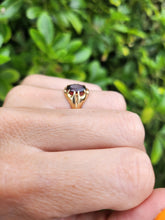 Load image into Gallery viewer, 2088: Vintage: 9ct Gold Red Garnet Gypsy Solitaire Ring- Lovely cut and colour.
