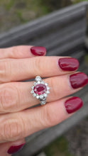 Load image into Gallery viewer, 6335 Vintage; 18ct White Gold Ruby (1.1ct) Diamonds (0.73ct) Ring
