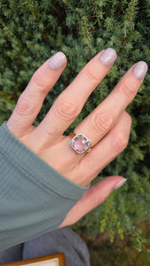 Vintage: 9ct Gold Cushion Cut Lilac Amethyst Solitaire Ring