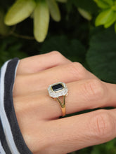 Cargar imagen en el visor de la galería, 2048: Vintage: 9ct Gold Art Deco Style French Blue Sapphires 12 Diamonds Ring- Geometric beauty
