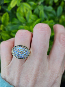 0522: 9ct Gold Violet Blue Tanzanites  Statement Cocktail Ring