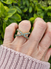 Load image into Gallery viewer, 1335: Vintage; Spectacular 9ct Gold 21 Aquamarines Cocktail Ring- striking design
