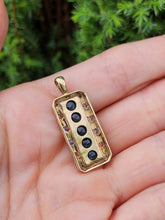 Load image into Gallery viewer, 1777: Vintage: Heavy 9ct Gold Sapphires Diamonds Topaz Ingot Pendant- lovely symmetry
