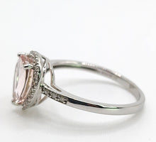 Load image into Gallery viewer, 1700: Vintage: 9ct White Gold Pink Morganite 26 Diamonds Dress Ring- petite, sparkling, pink
