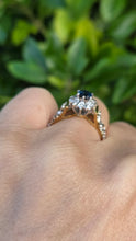 Load image into Gallery viewer, Vintage: 18ct Gold French Blue Sapphire 10 Natural Diamonds Dress Ring- From 1973
