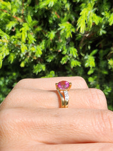 1550: Vintage: 9ct Gold Round Cut Ruby Diamonds Cocktail Ring- Wow