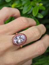 Load image into Gallery viewer, 2185:    Vintage; 9ct Gold Lilac Amethysts Garnets Halo Cluster Ring
