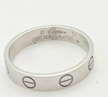 Cargar imagen en el visor de la galería, 2364: Vintage: Cartier 18ct White Gold Love Ring Size 51- comes with box

