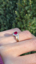 Load image into Gallery viewer, 6218 Vintage: 9ct Gold Heart Cut Ruby Diamonds Dress Ring
