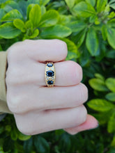 Load image into Gallery viewer, 0455: Vintage: 18ct Gold Australian Blue Sapphires Diamonds Statement Ring- Date Mark 1972
