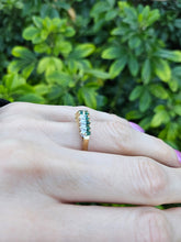 Load image into Gallery viewer, 0945: Vintage;14ct Gold 10 Emeralds 8 Diamonds Half-Eternity/Stacker Ring
