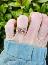 Load image into Gallery viewer, 0340: Vintage: 9ct Gold Amethysts Citrines Openwork Band- lovely combination
