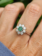 Load image into Gallery viewer, 6152: Vintage: (1978) Exceptional Diamonds Emerald Flower head Ring-  Exquisite
