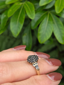 2169: Vintage: 9ct Gold Pave Set Black Diamonds Signet/Stacker Ring- 0.5ct natural black diamonds
