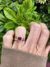 Load image into Gallery viewer, A8161: Vintage: 9ct Gold Heart Cut Ruby Diamonds Dress Ring- cute, sparkly, lovely combination
