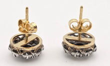 Load image into Gallery viewer, 2360:   Vintage 18ct Gold Cornflower Blue Sapphire Diamonds {1.2ct} Stud Earrings- Divine
