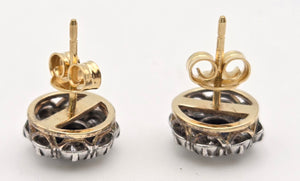 2360:   Vintage 18ct Gold Cornflower Blue Sapphire Diamonds {1.2ct} Stud Earrings- Divine
