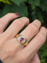 Load image into Gallery viewer, 6161: Vintage: Heavy 10ct Gold Almandine Garnet Diamonds Signet Ring- Statement
