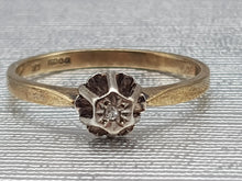 Load image into Gallery viewer, 1994: Vintage; (1979): 9ct Gold Brilliant cut Diamond Solitaire- 44 years old,- nice
