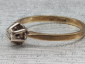 1994: Vintage; (1979): 9ct Gold Brilliant cut Diamond Solitaire- 44 years old,- nice