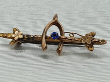 Load image into Gallery viewer, Antique (c1930&#39;s) &amp; Petite Gold Pin Brooch French Blue Paste Stone – delightful
