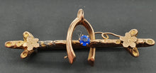 Load image into Gallery viewer, Antique (c1930&#39;s) &amp; Petite Gold Pin Brooch French Blue Paste Stone – delightful
