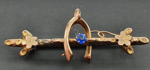 Antique (c1930's) & Petite Gold Pin Brooch French Blue Paste Stone – delightful